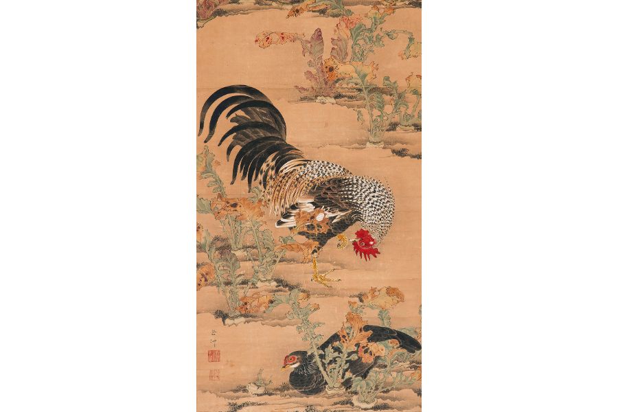 伊藤若冲「蕪に双鶏図」