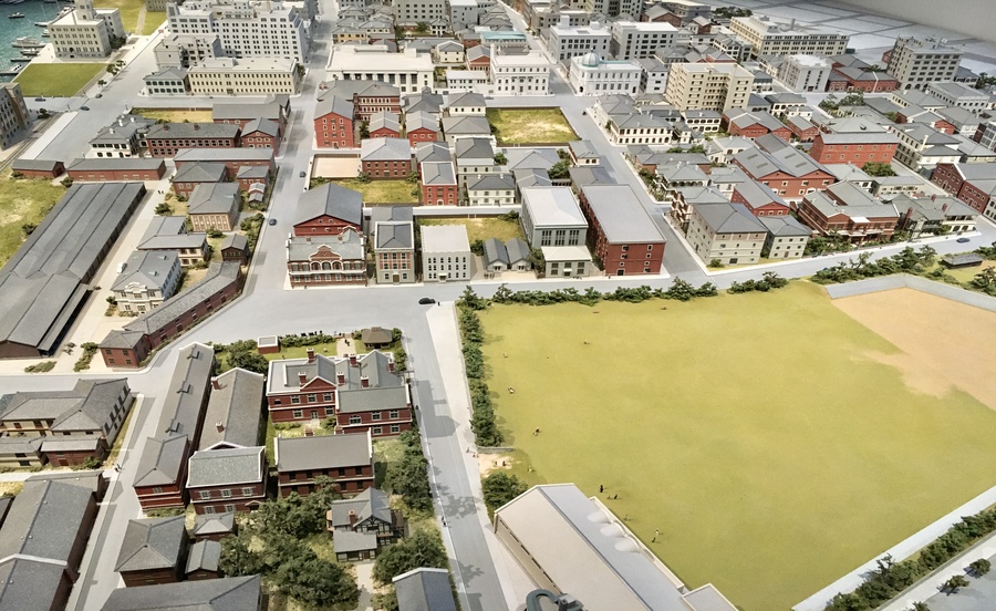 昔の外国人居留地のジオラマ