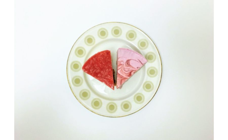 チーズケーキのカット2種