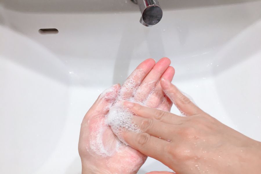 泡立てている様子