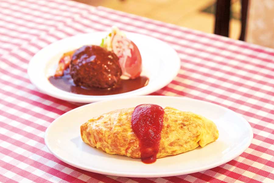 グリル十字屋のオムライスとハンバーグ