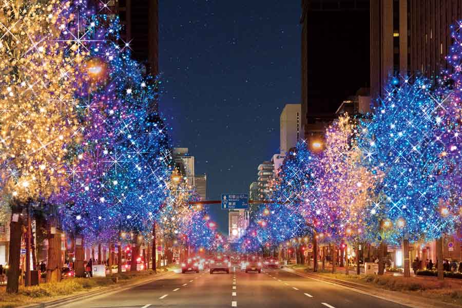 光で彩られる御堂筋