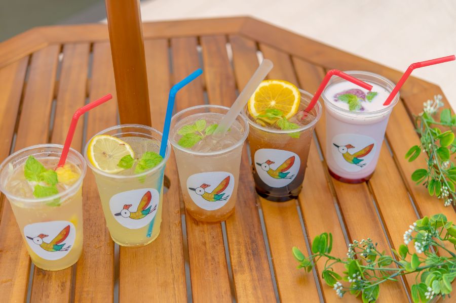 鮮やかな5種類のドリンク