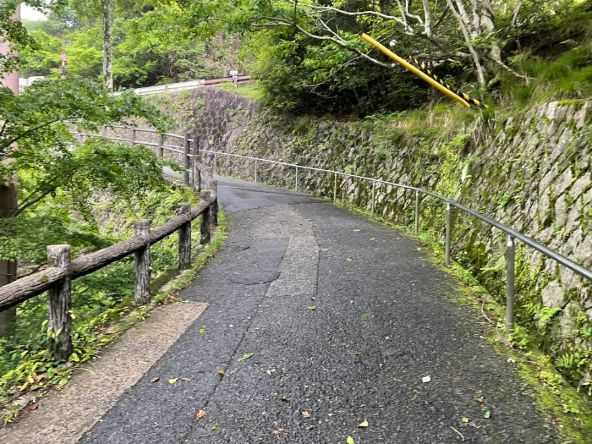 駐車場へ向かう急な坂道