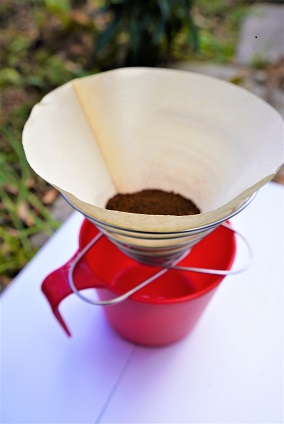 ドリッパー、カップ、粉のセット方法