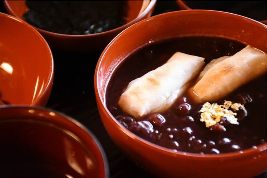 自分で焼いたお餅を入れたおぜんざい