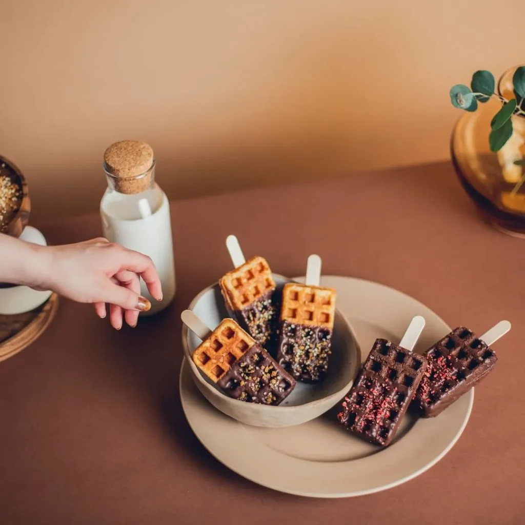 嵐山kyocafeのチョコレートワッフル