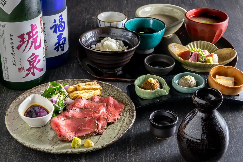 黒十の黒毛和牛のローストビーフ御膳