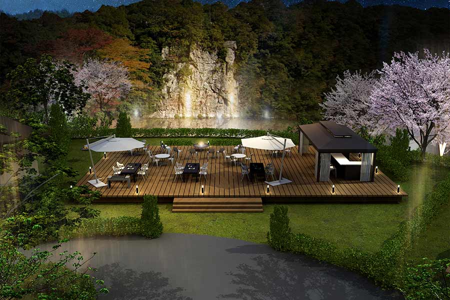 猪名川グランピングのテラス