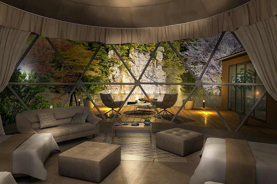 猪名川グランピングのテント内