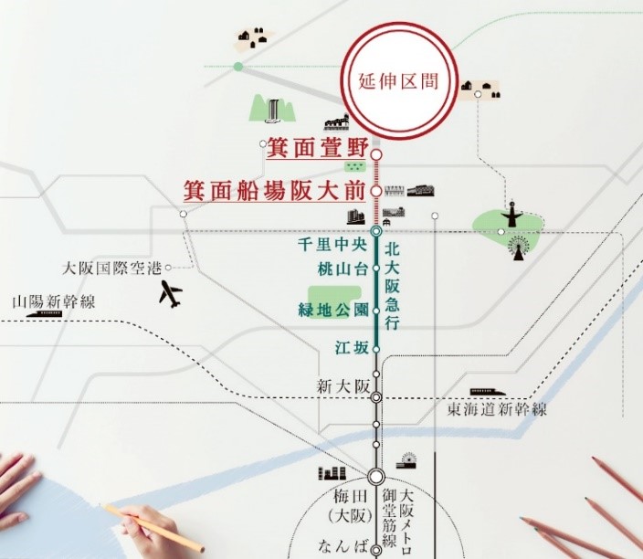 北急開業のマップ