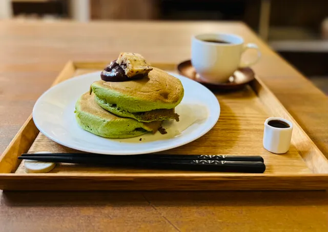 うめぞのCAFE&GALLERY抹茶のホットケーキ