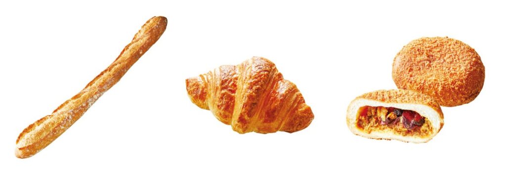 進々堂　レトロバゲット”1924″、クロワッサン、しば漬カレーパン