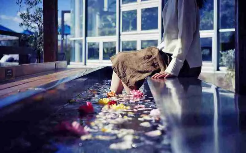 布引ハーブ園のハーブの足湯