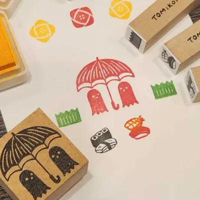 スススシ展に出展するとみこはんの消しゴムはんこイラスト雑貨