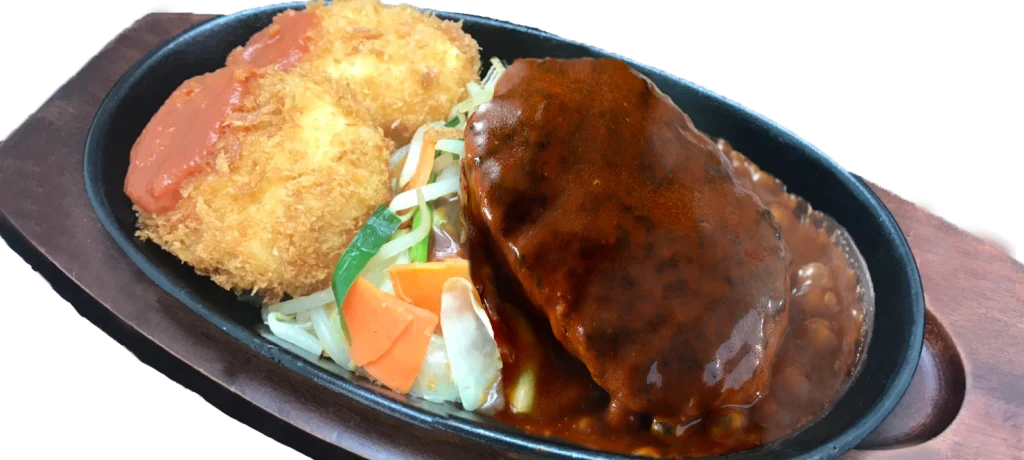 ぶどう亭のハンバーグとコロッケ