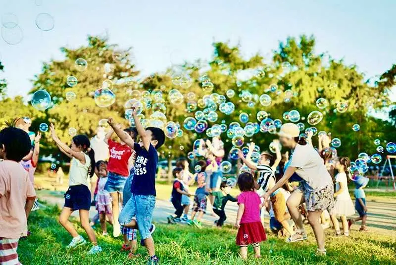 京都 KIDS万博の「シャボン玉エリア」