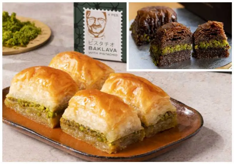 「ナーディル・ギュル」ピスタチオバクラヴァ(4個入り) 2,139円、チョコレートピスタチオバクラヴァ(4個入り)2,268円