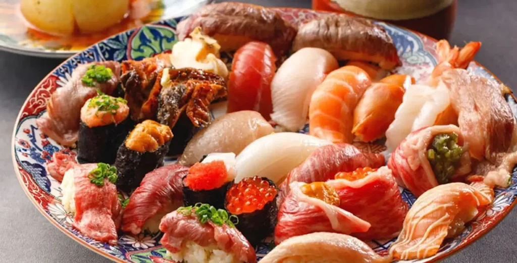 黄金出汁しゃぶと江戸前寿司 肉のあさつ 梅田お初天神店 寿司食べ放題