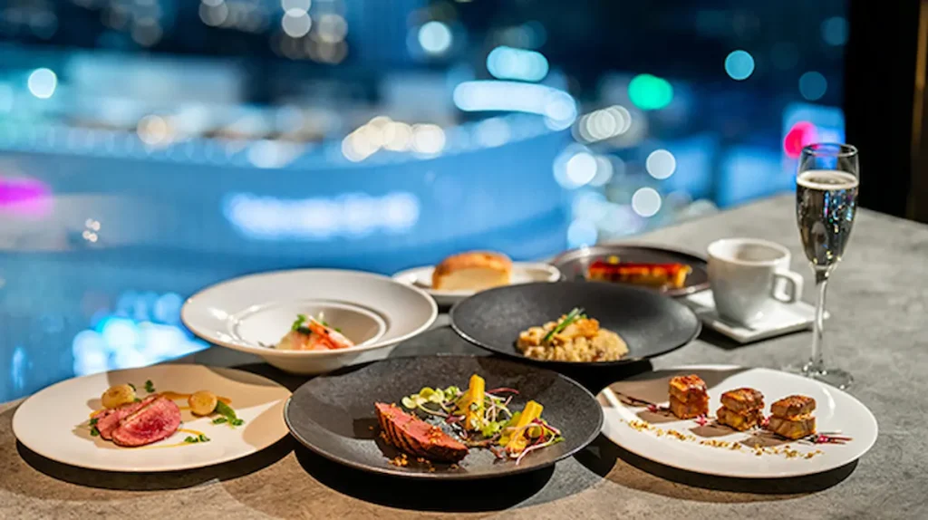 クラフトビールハウスモルトの料理と夜景