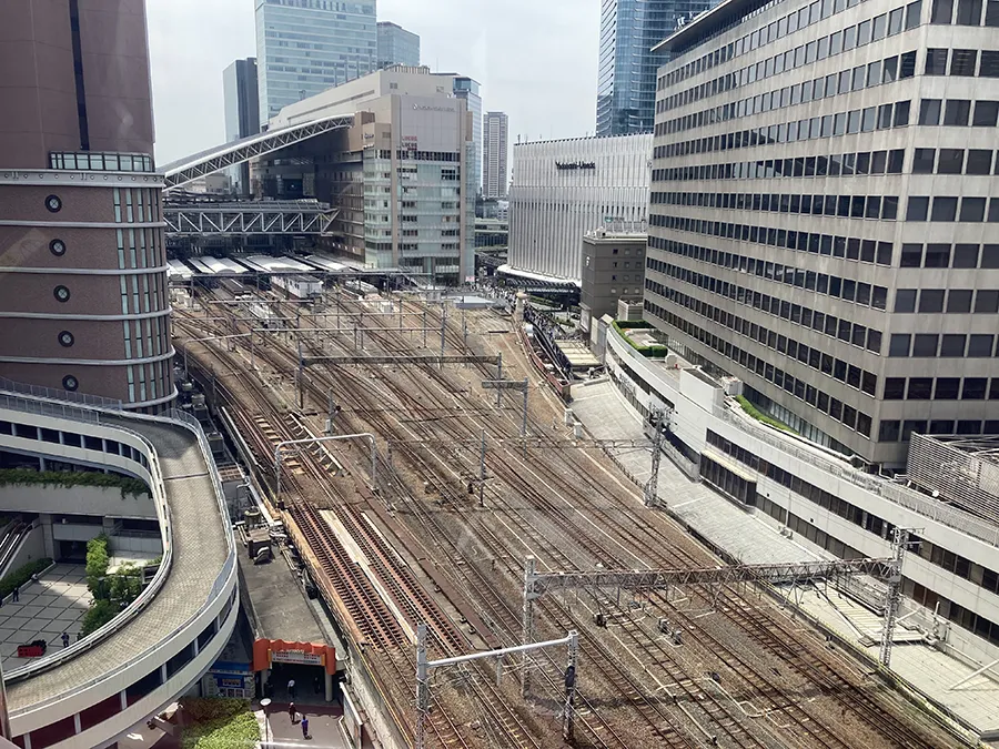 観覧車から見たJR大阪駅方面の景色