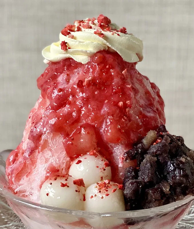 嵐山のむら　生いちごと練乳のあんみつ氷 とろり仕立て