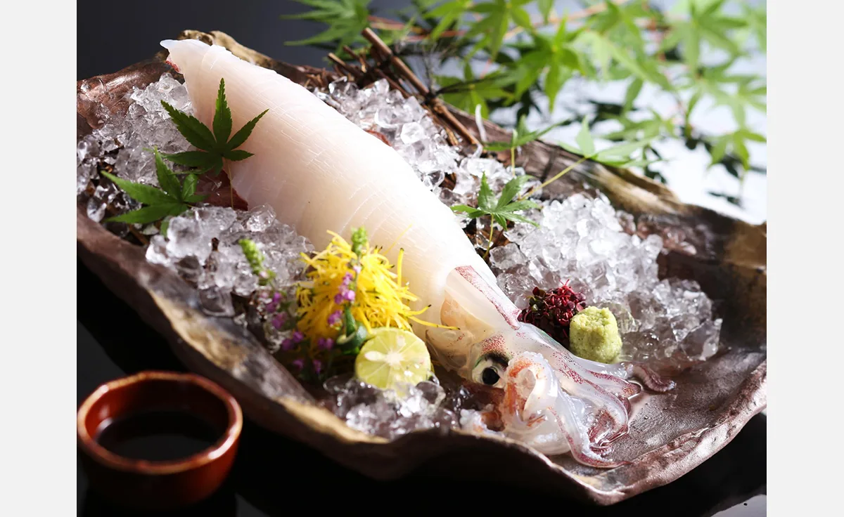 兵庫・湯村温泉「湧泉の宿ゆあむ」、白イカ姿造り付きプランを販売開始