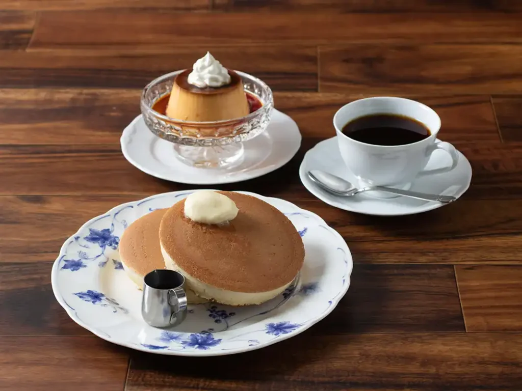 阪急三番街 喫茶トリコロール オリジナルホットケーキ クラシックプリン