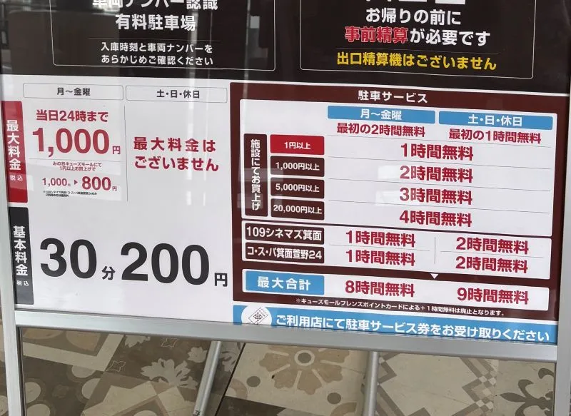 みのおキューズモール駐車場2